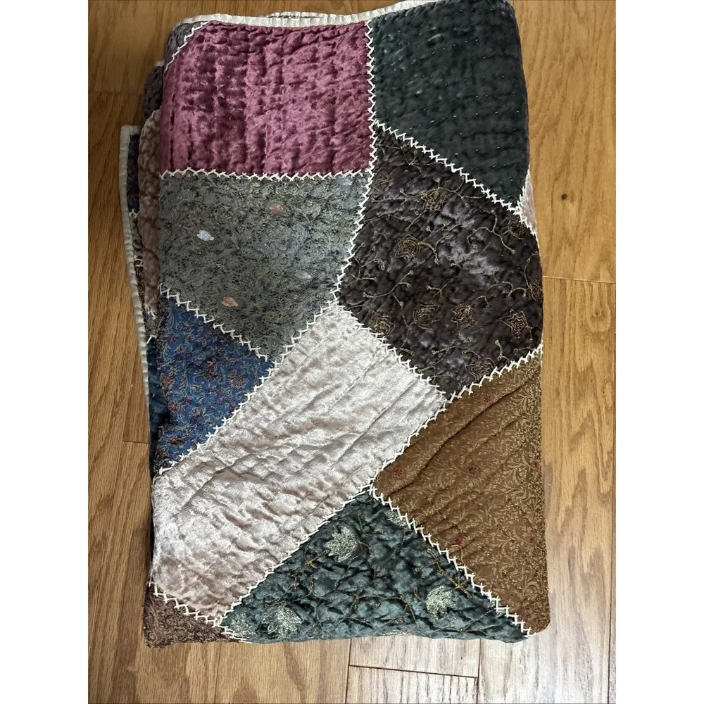 Elite Style Hand Crafted small Velvety  Patchwork Quilt Dimensions 48 X 60